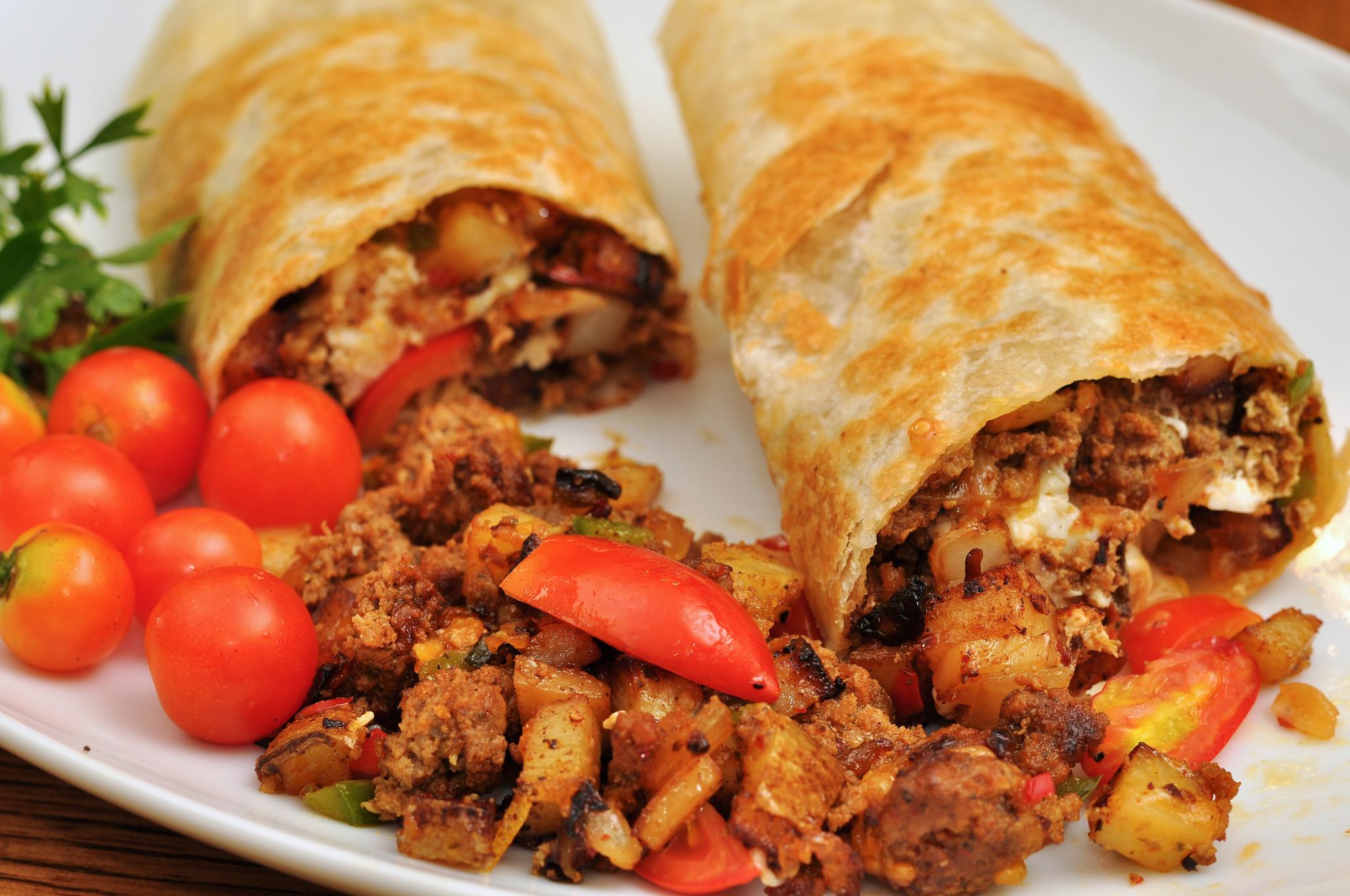 Breakfast burritos on a plate