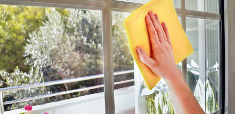 Cleaning a window with an all natural cleaning solution