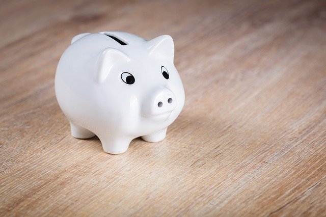 piggy bank on a clean hardwood floor