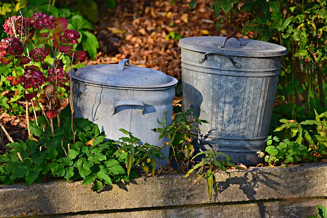 2 metal trash cans