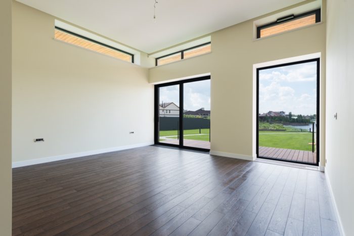 clean dark floors in an open room in a home