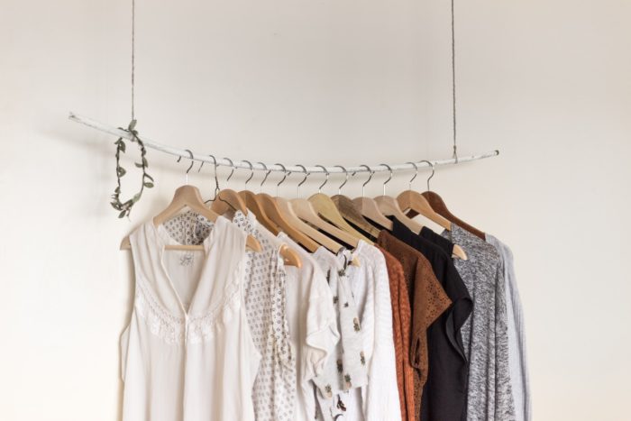 clean womens clothing hanging on a rack